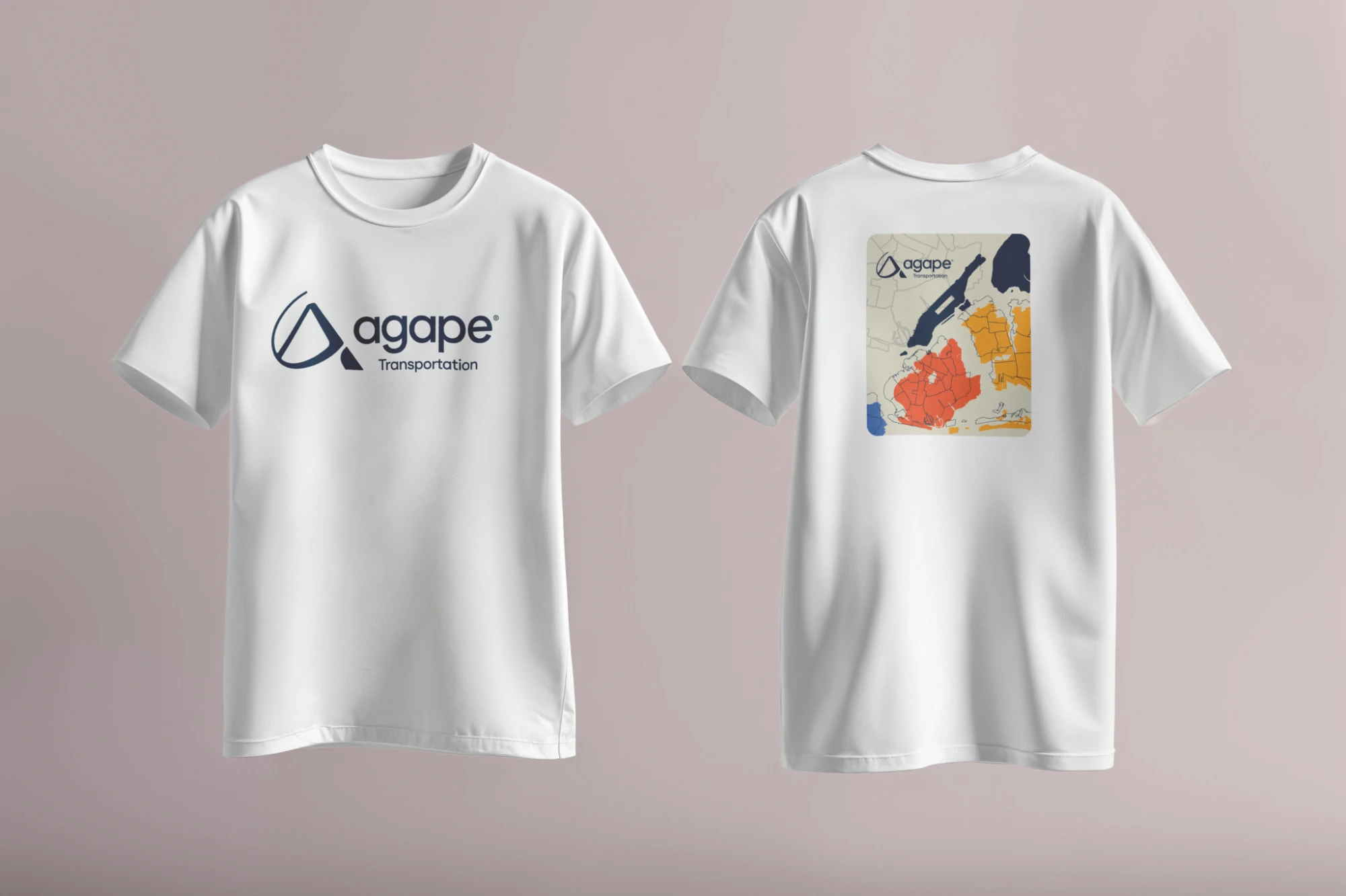 Agape, map T-shirt, front and back